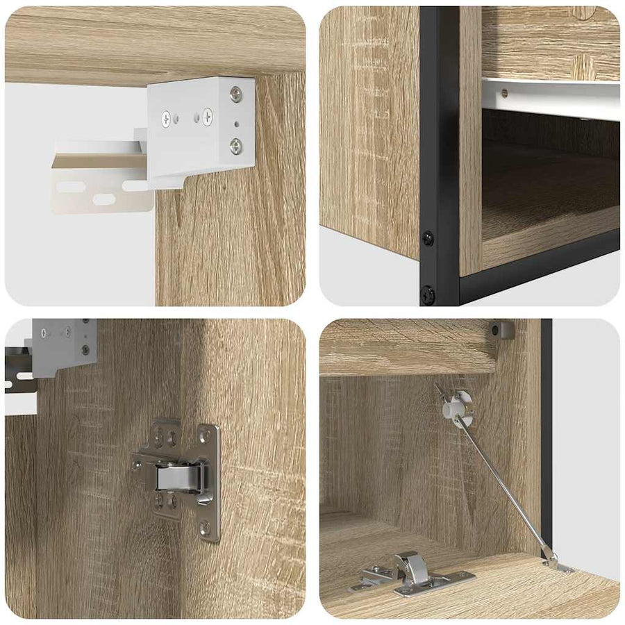 2-delige Badkamermeubelset bewerkt hout sonoma eikenkleurig