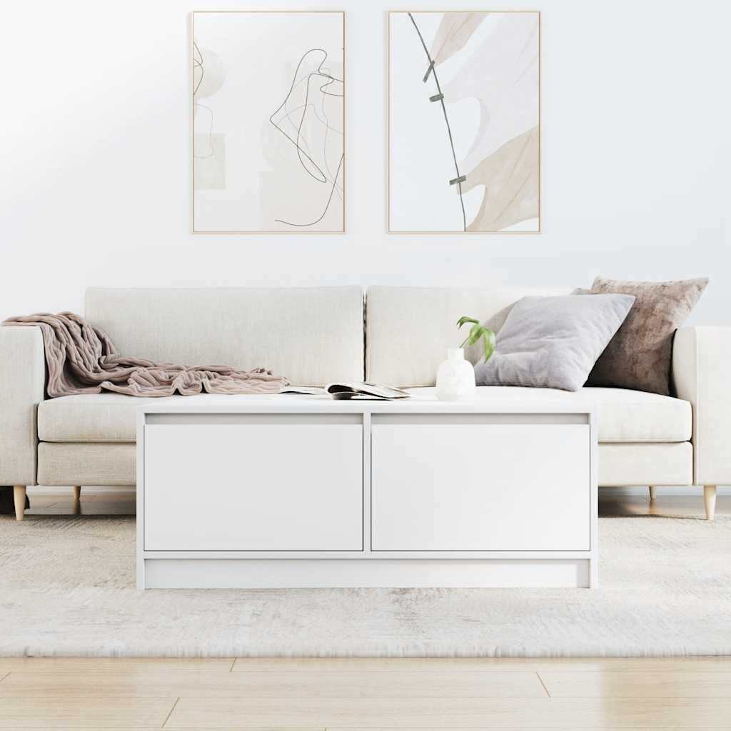 Salontafel met lades 100x100x40 cm wit
