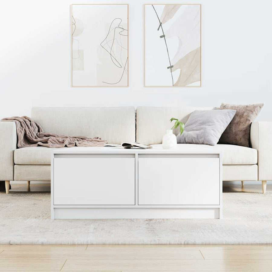 Salontafel met lades 100x100x40 cm wit