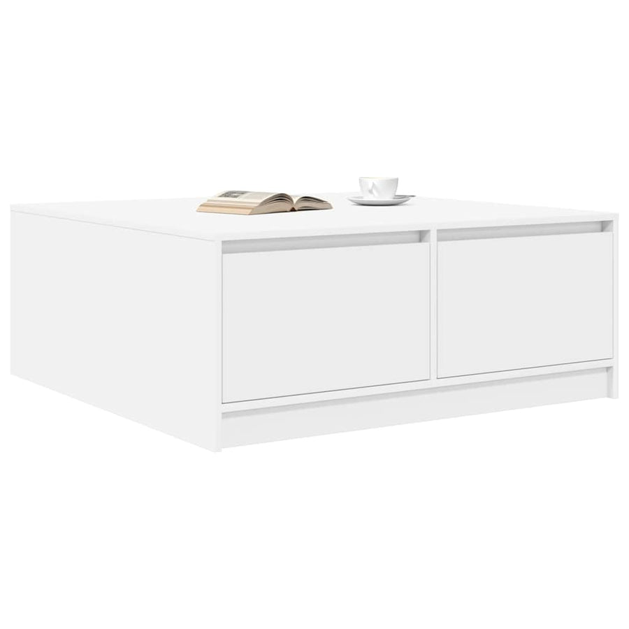 Salontafel met lades 100x100x40 cm wit