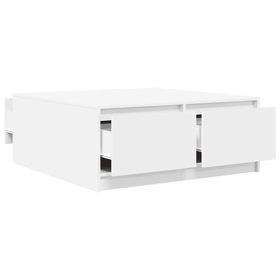 Salontafel met lades 100x100x40 cm wit