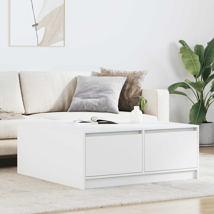 Salontafel met lades 100x100x40 cm wit