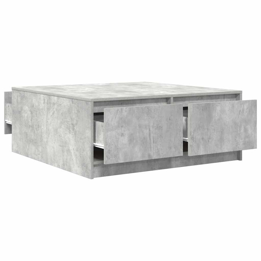 Salontafel met lades 100x100x40 cm betongrijs