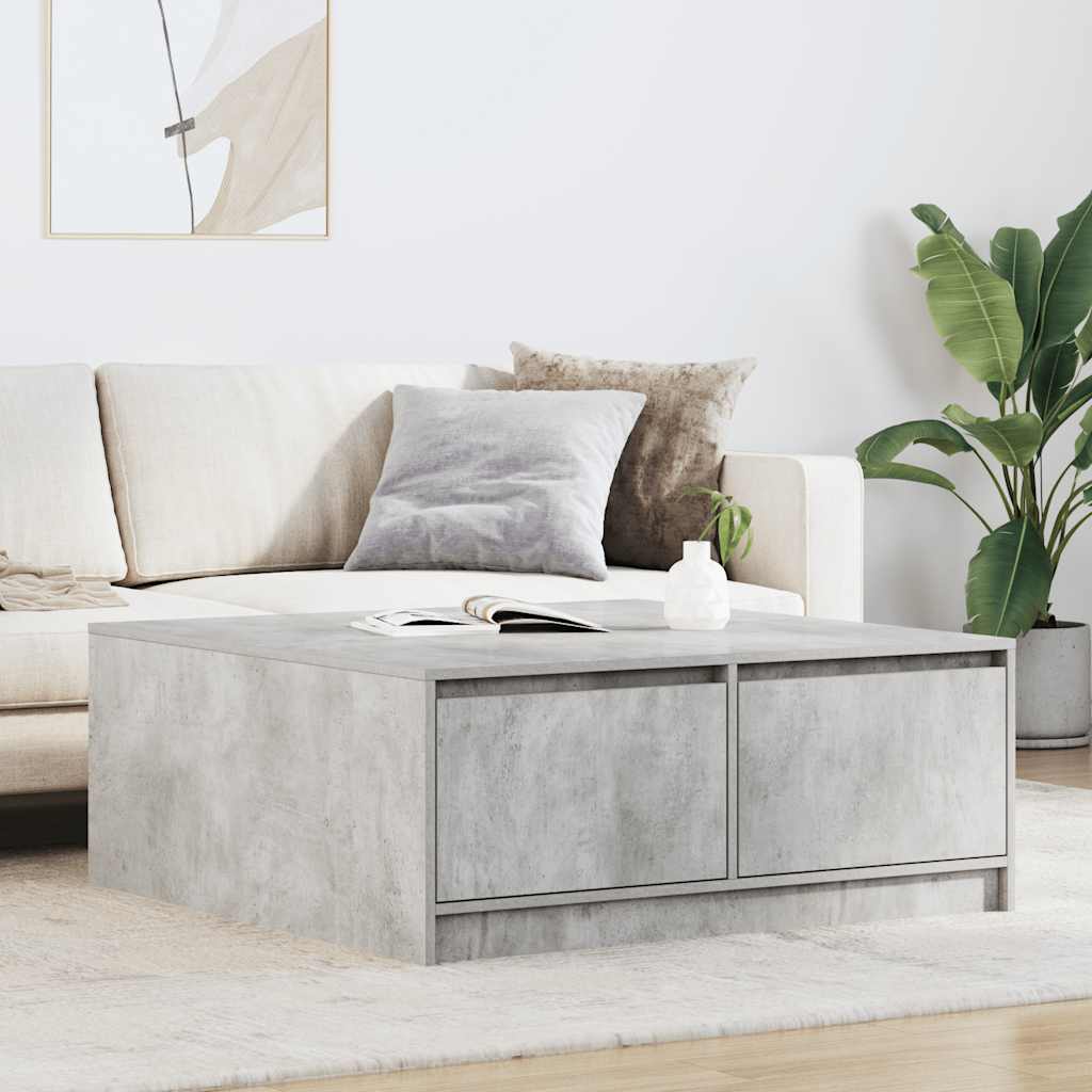 Salontafel met lades 100x100x40 cm betongrijs