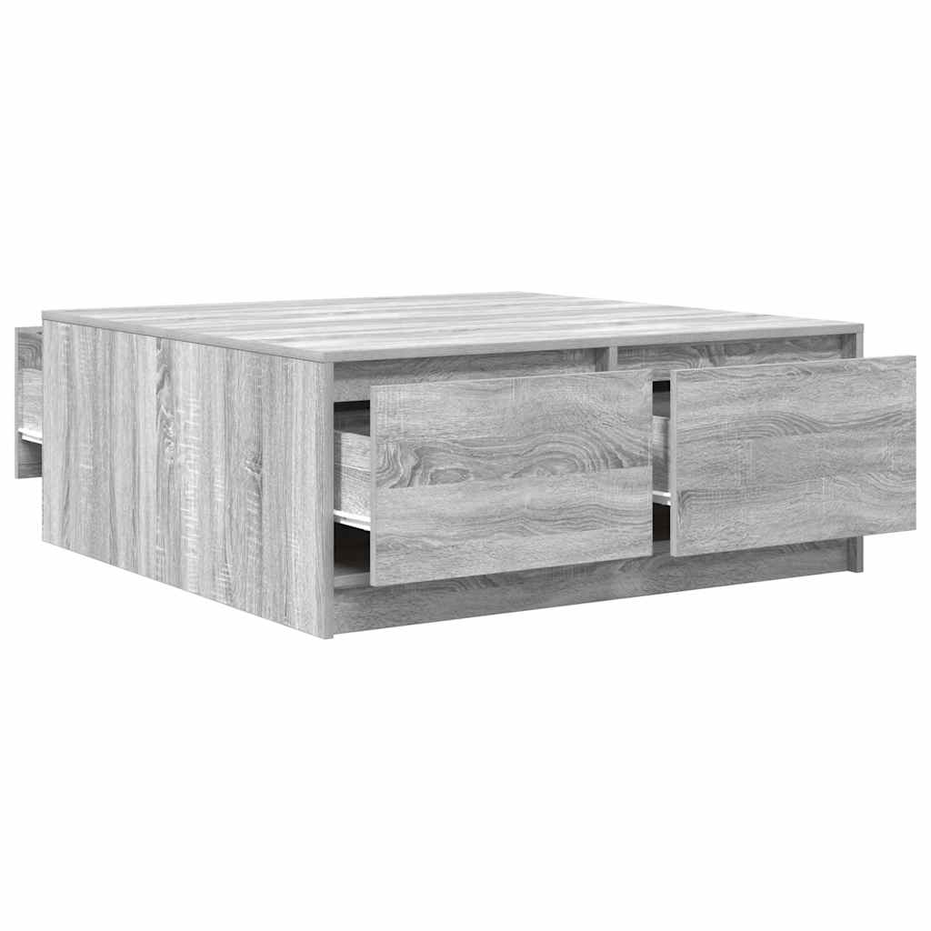 Salontafel met lades 100x100x40 cm grijs sonoma