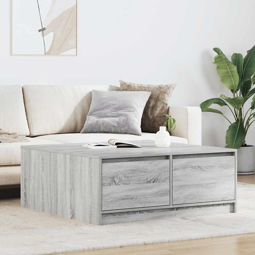 Salontafel met lades 100x100x40 cm grijs sonoma