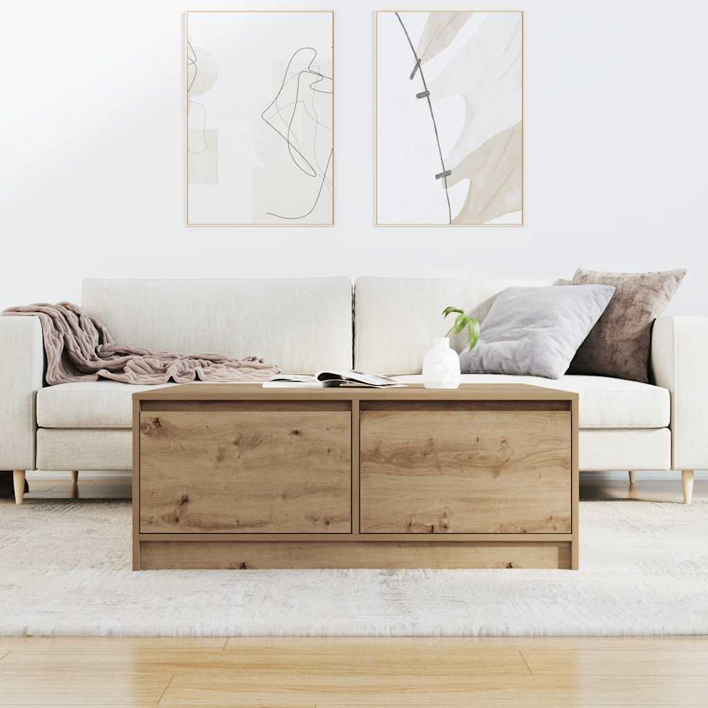 Salontafel met lades 100x100x40 cm ambachtelijk eikenkleurig