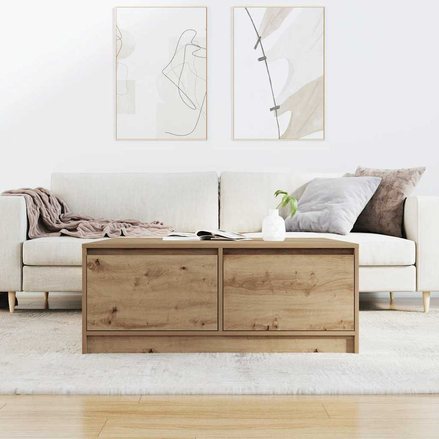 Salontafel met lades 100x100x40 cm ambachtelijk eikenkleurig