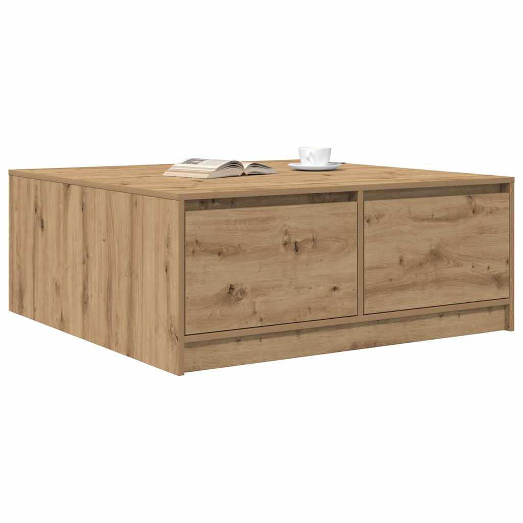 Salontafel met lades 100x100x40 cm ambachtelijk eikenkleurig