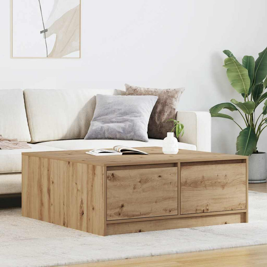 Salontafel met lades 100x100x40 cm ambachtelijk eikenkleurig