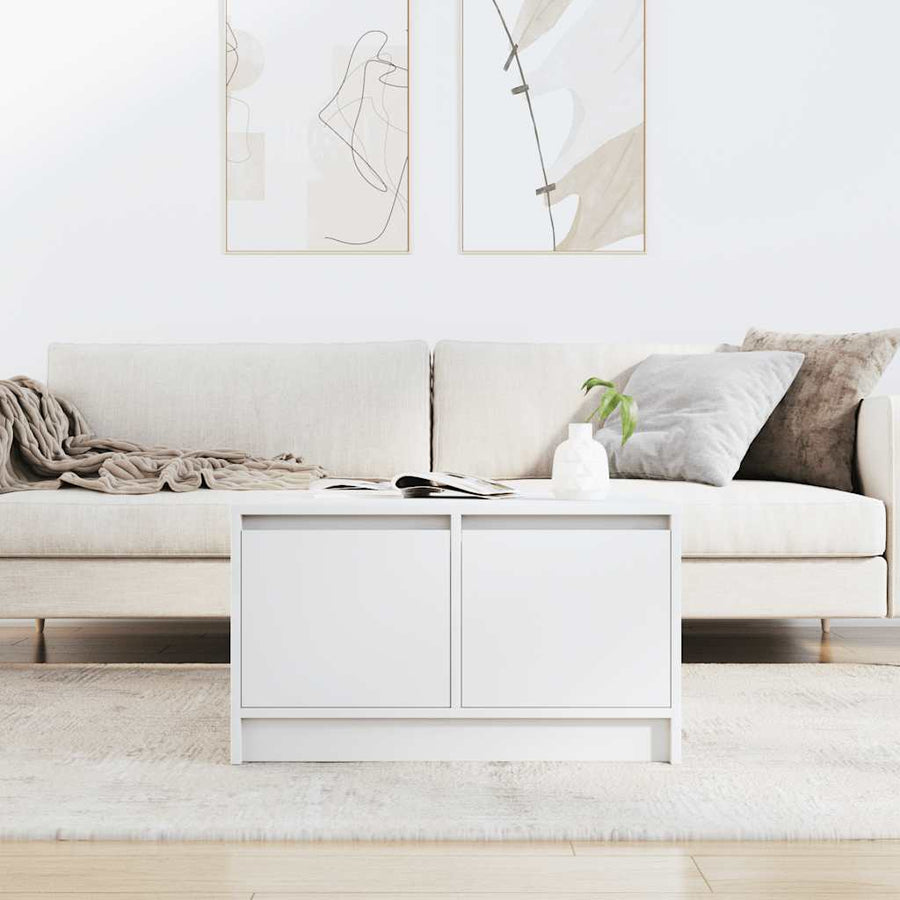 Salontafel met lades 70,5x70x40 cm wit