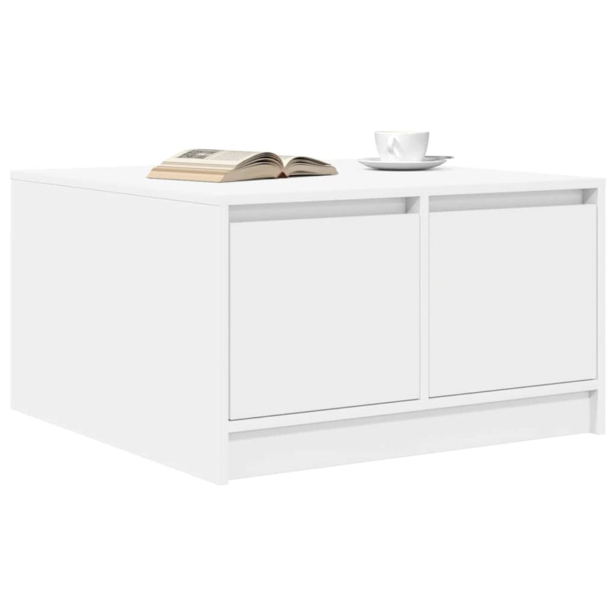 Salontafel met lades 70,5x70x40 cm wit