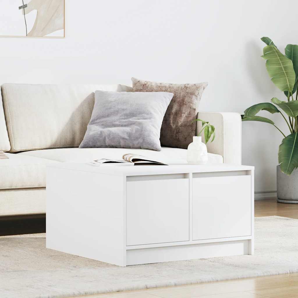 Salontafel met lades 70,5x70x40 cm wit