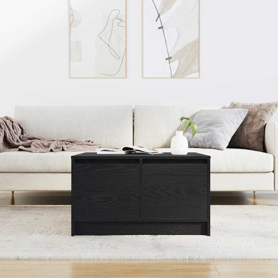 Salontafel met lades 70,5x70x40 cm zwart eikenkleurig