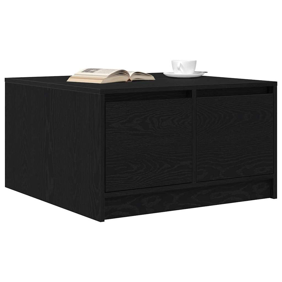 Salontafel met lades 70,5x70x40 cm zwart eikenkleurig