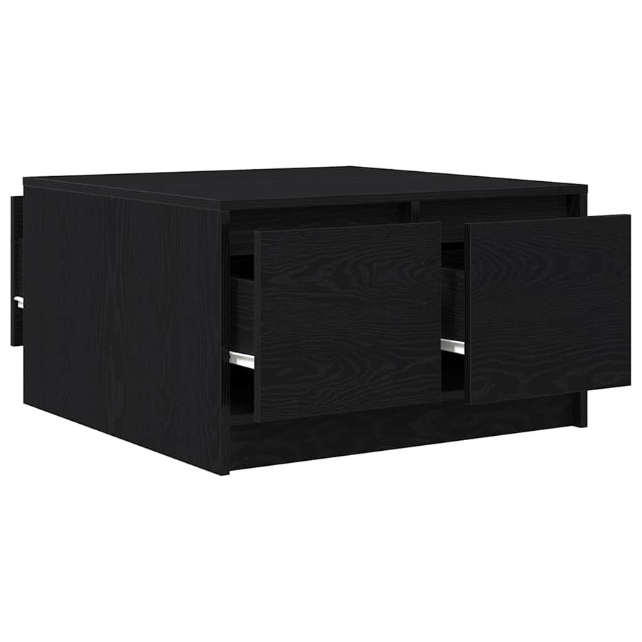 Salontafel met lades 70,5x70x40 cm zwart eikenkleurig