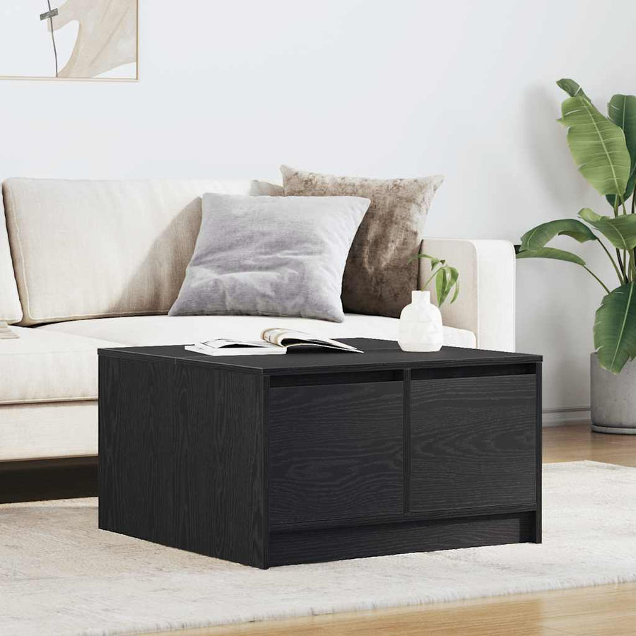 Salontafel met lades 70,5x70x40 cm zwart eikenkleurig
