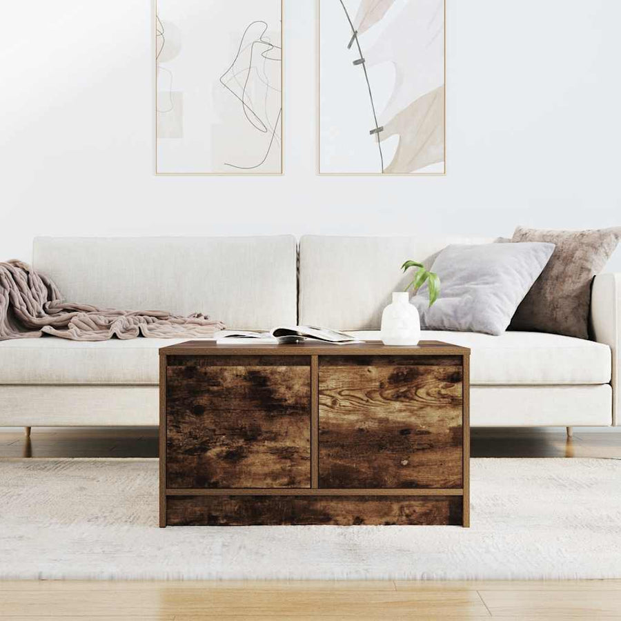 Salontafel met lades 70,5x70x40 cm gerookt eikenkleurig