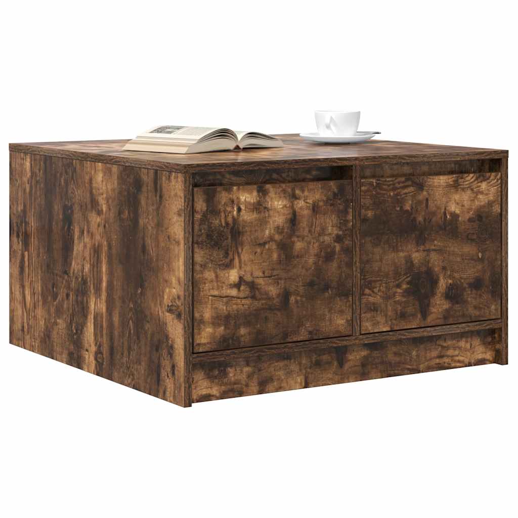 Salontafel met lades 70,5x70x40 cm gerookt eikenkleurig