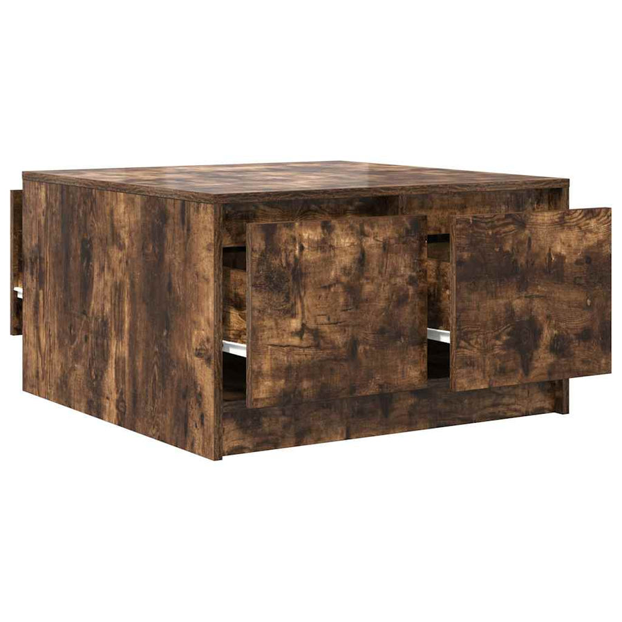 Salontafel met lades 70,5x70x40 cm gerookt eikenkleurig