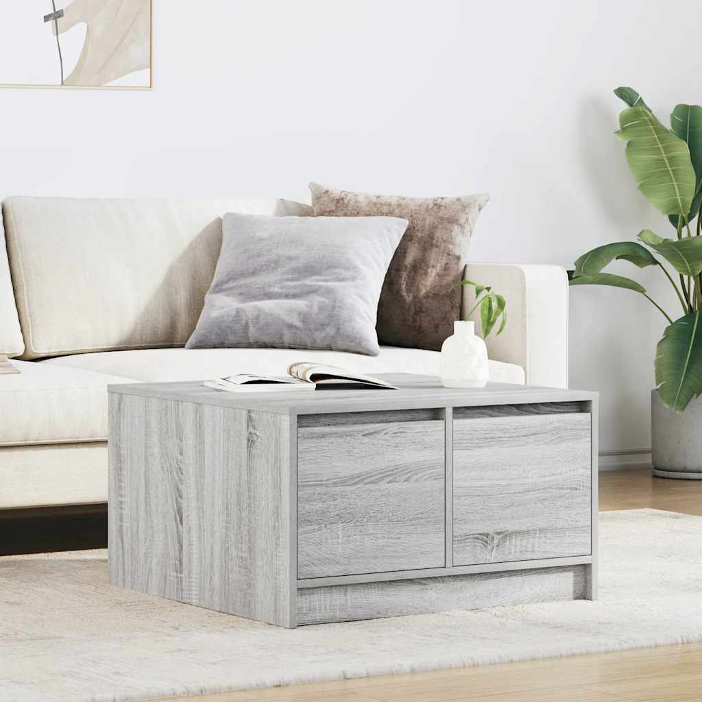 Salontafel met lades 70,5x70x40 cm grijs Sonoma