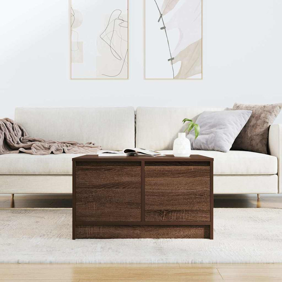 Salontafel met lades 70,5x70x40 cm bruin eikenkleurig