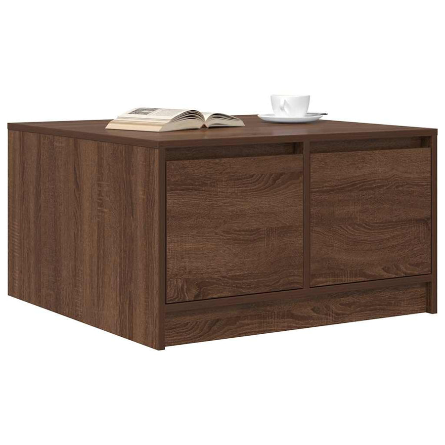 Salontafel met lades 70,5x70x40 cm bruin eikenkleurig