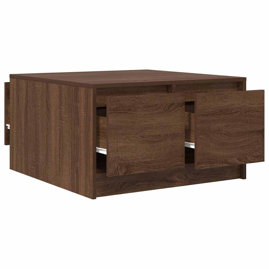 Salontafel met lades 70,5x70x40 cm bruin eikenkleurig