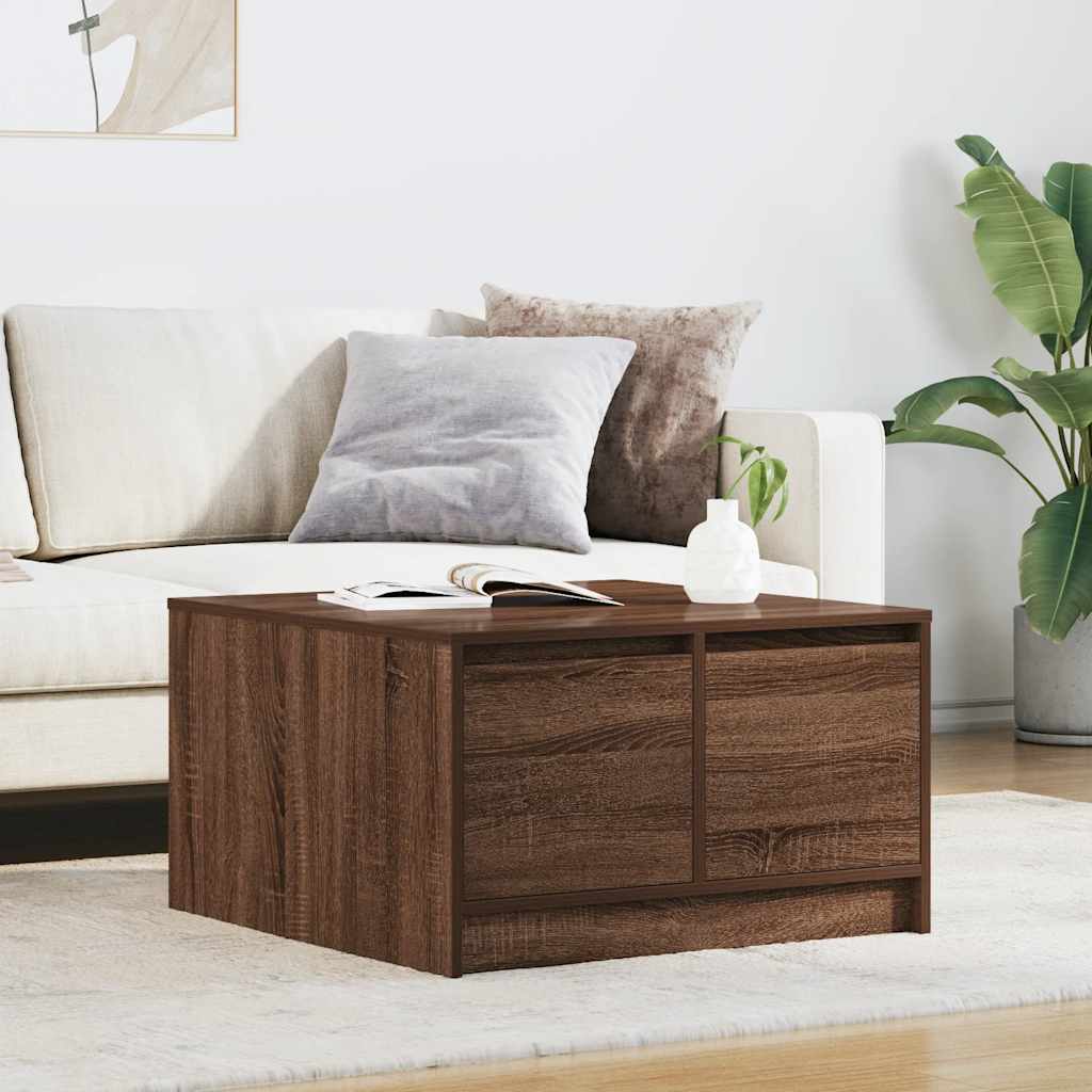 Salontafel met lades 70,5x70x40 cm bruin eikenkleurig