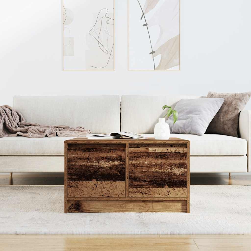 Salontafel met lades 70,5x70x40 cm oud hout