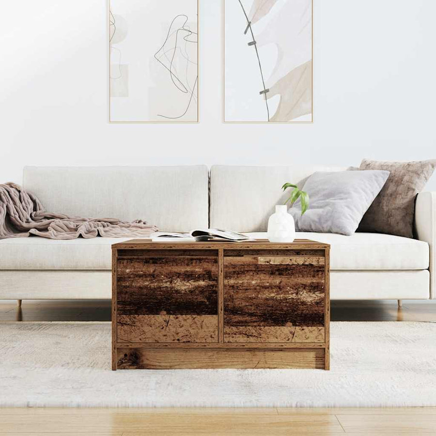 Salontafel met lades 70,5x70x40 cm oud hout