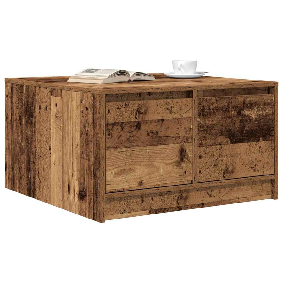 Salontafel met lades 70,5x70x40 cm oud hout