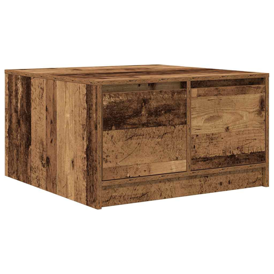 Salontafel met lades 70,5x70x40 cm oud hout