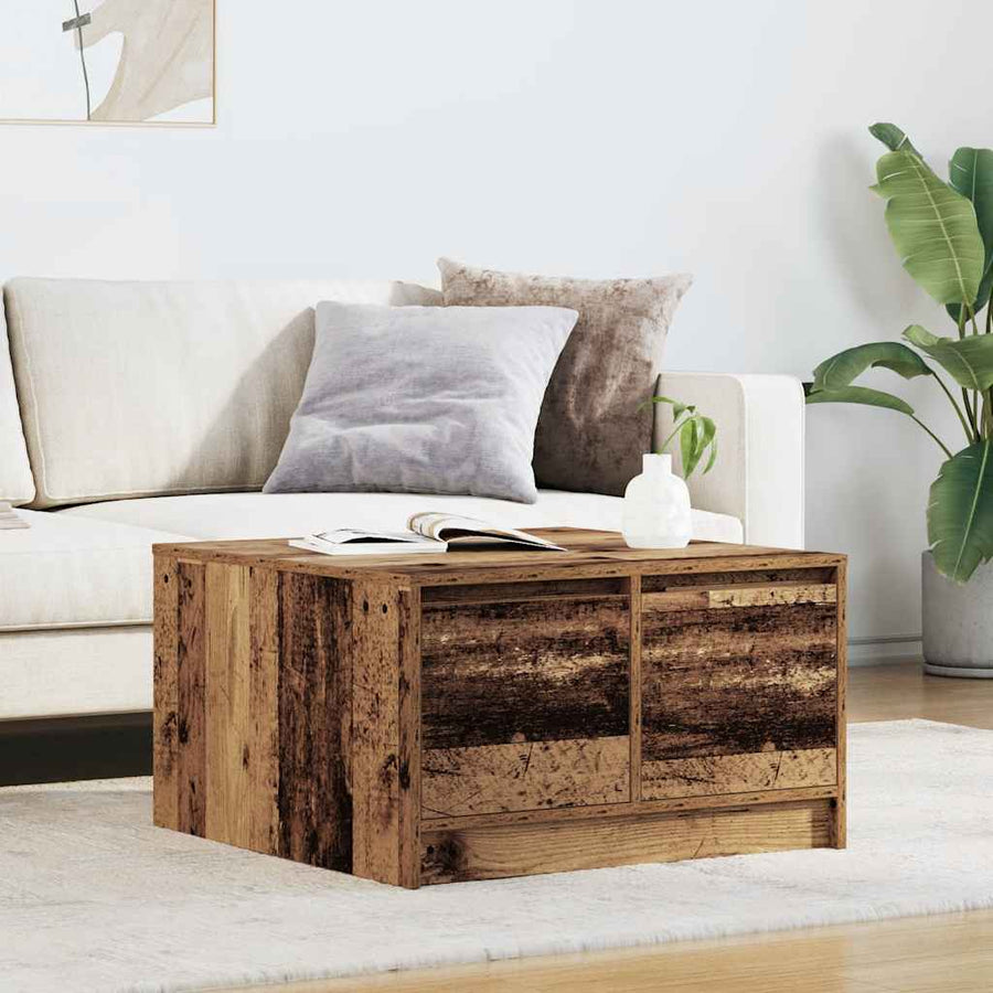 Salontafel met lades 70,5x70x40 cm oud hout