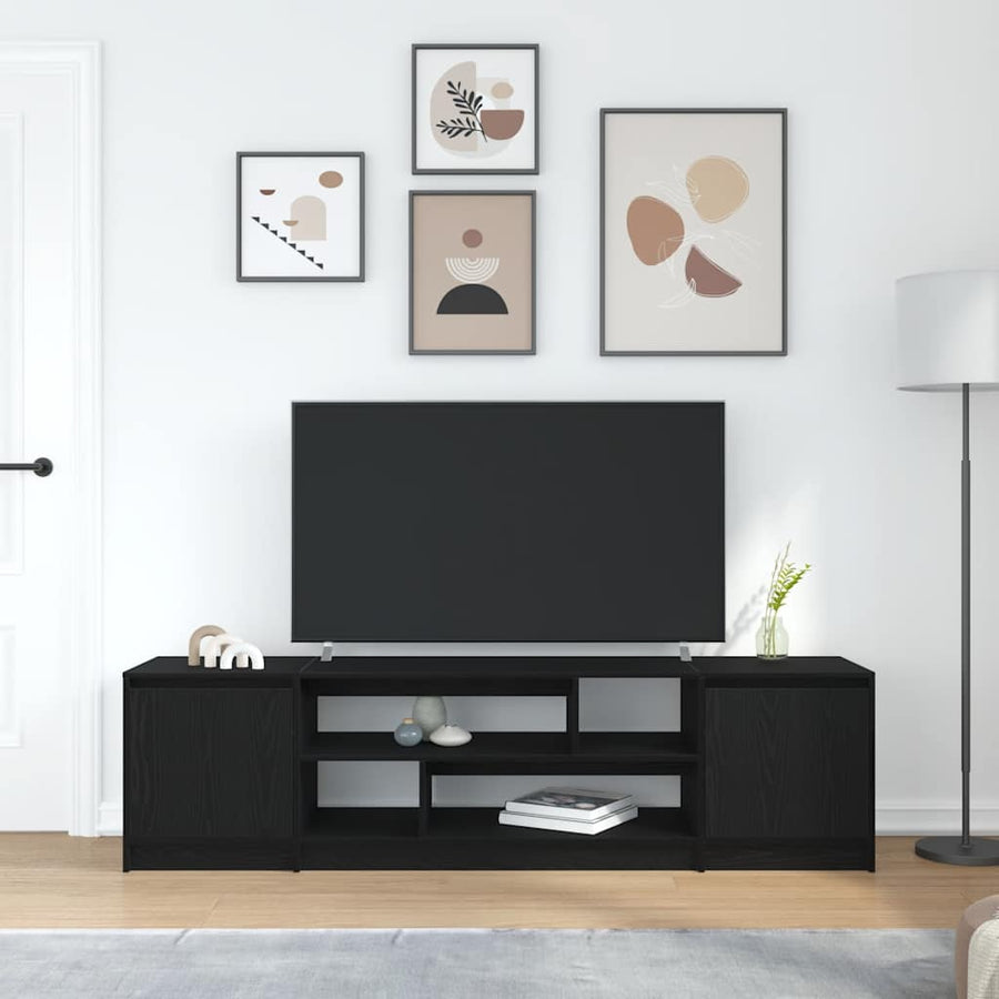 Tv-meubel 188,5x41x50 cm spaanplaat zwart eikenkleurig