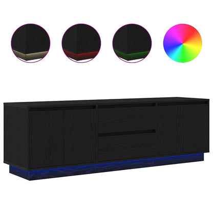 Tv-meubel met LED-verlichting 160,5x41x50 cm zwart eikenkleurig