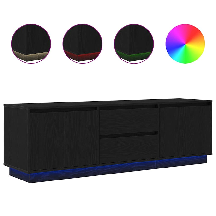 Tv-meubel met LED-verlichting 160,5x41x50 cm zwart eikenkleurig