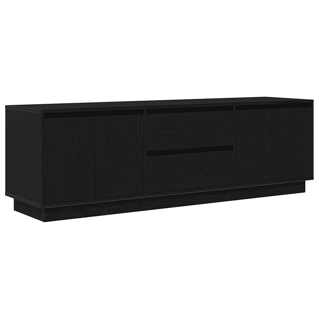 Tv-meubel met LED-verlichting 160,5x41x50 cm zwart eikenkleurig