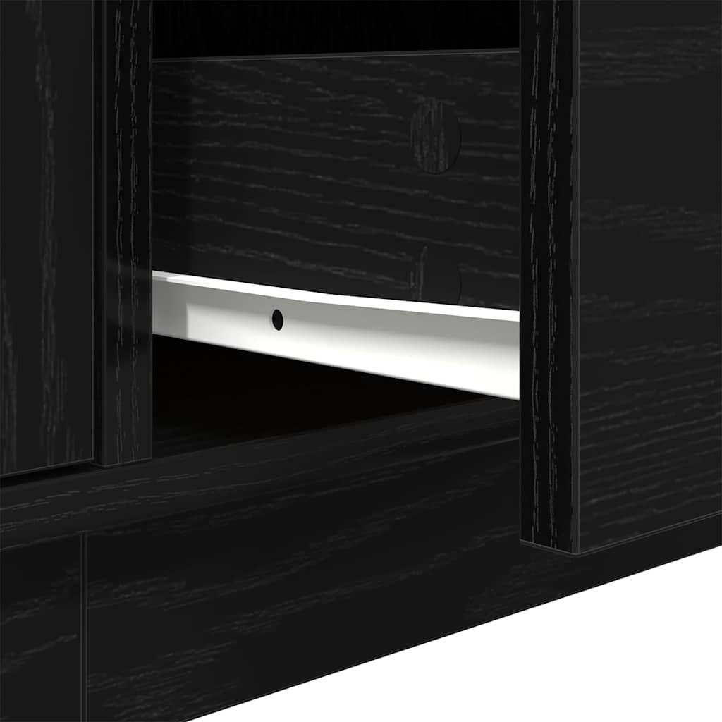 Tv-meubel met LED-verlichting 160,5x41x50 cm zwart eikenkleurig