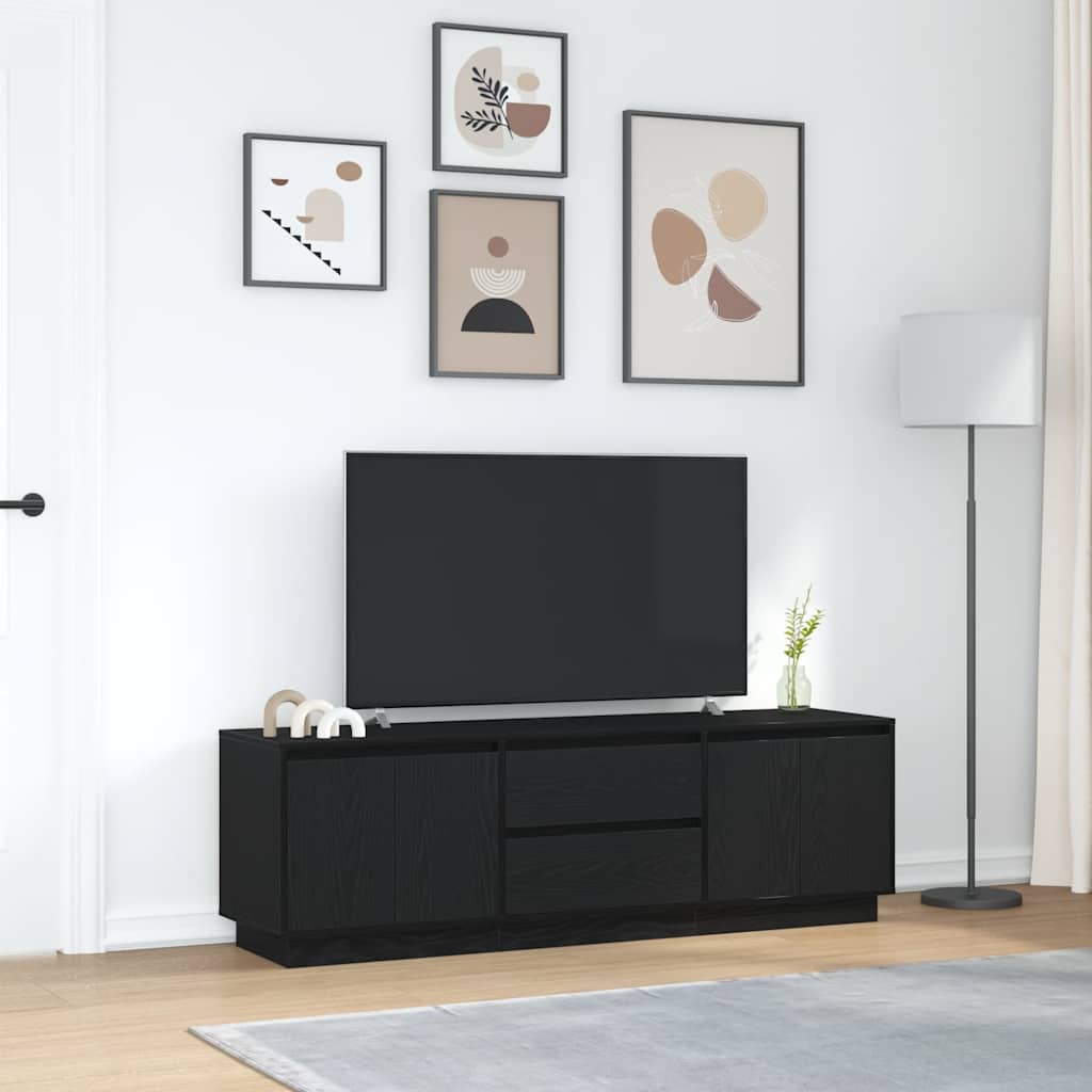 Tv-meubel met LED-verlichting 160,5x41x50 cm zwart eikenkleurig