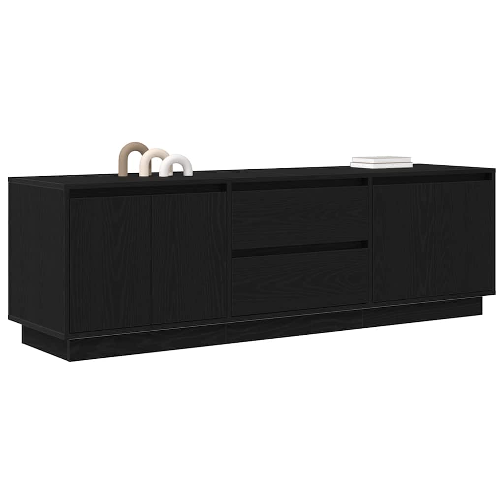 Tv-meubel met LED-verlichting 160,5x41x50 cm zwart eikenkleurig