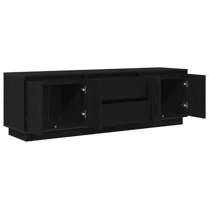 Tv-meubel met LED-verlichting 160,5x41x50 cm zwart eikenkleurig