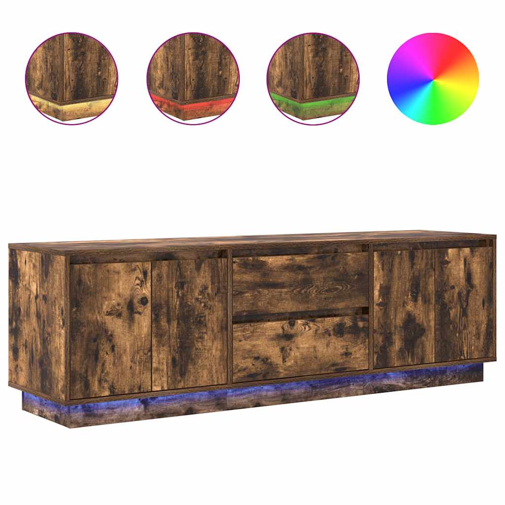 Tv-meubel LED-verlichting 160,5x41x50 cm gerookt eikenkleurig