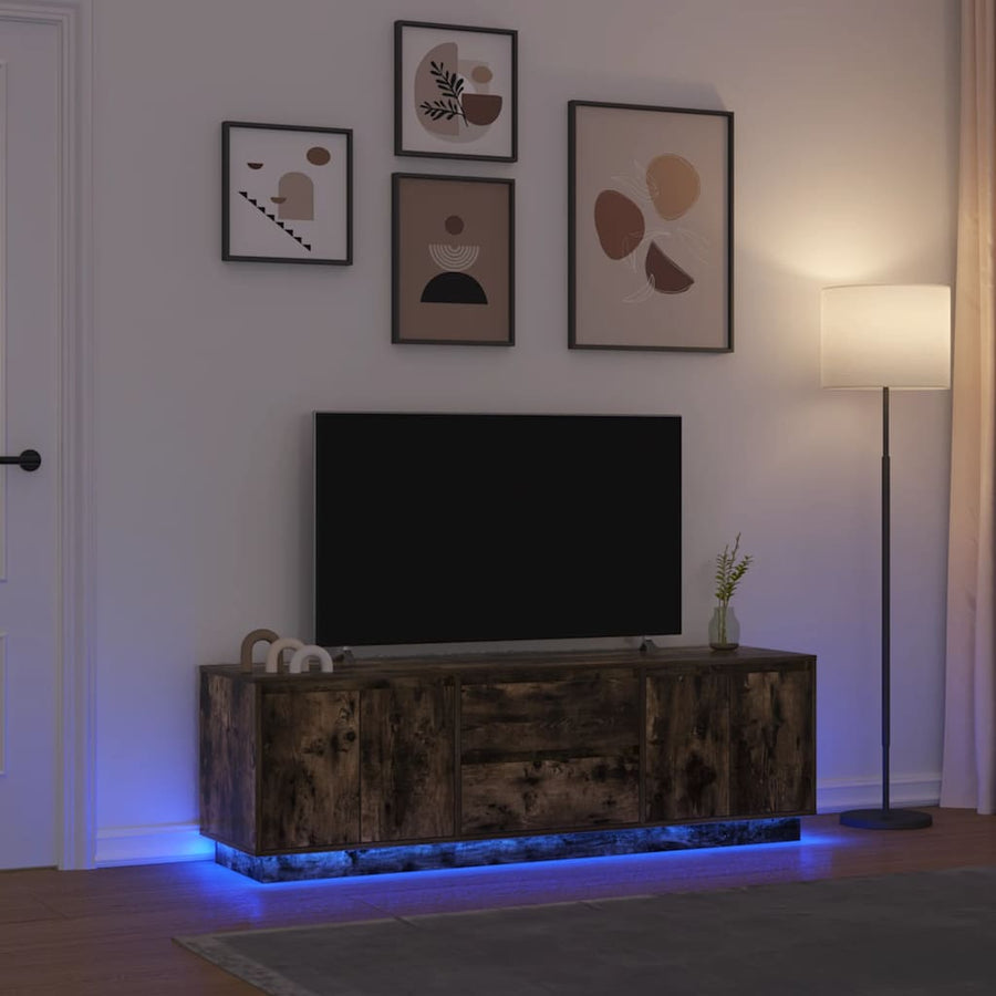 Tv-meubel LED-verlichting 160,5x41x50 cm gerookt eikenkleurig