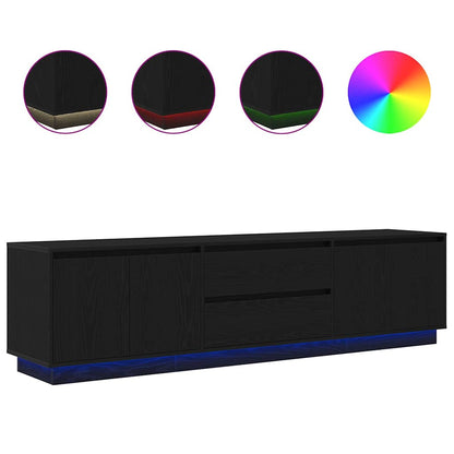 Tv-meubel met LED-verlichting 193,5x41x50 cm zwart eikenkleurig