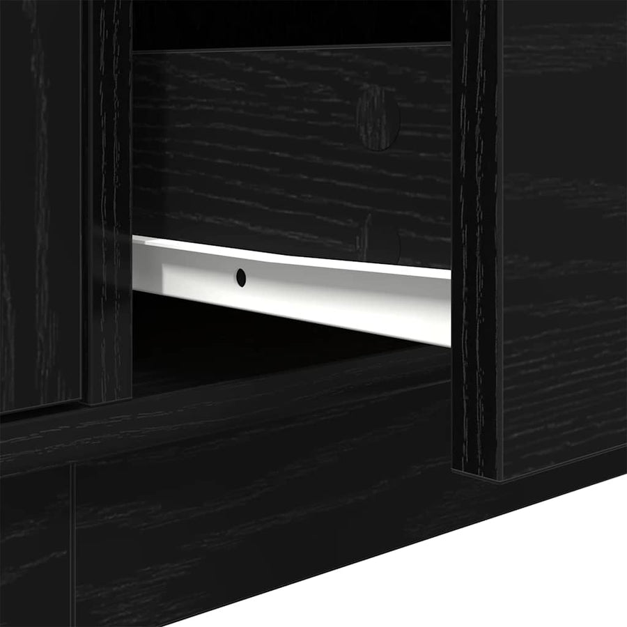 Tv-meubel met LED-verlichting 193,5x41x50 cm zwart eikenkleurig