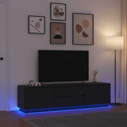 Tv-meubel 193,5x41x50 cm zwart eiken met led