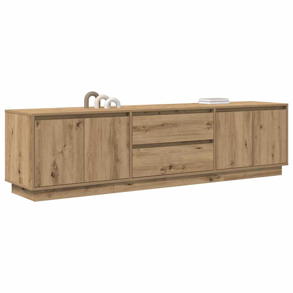 Tv-meubel met LED-verlichting 193,5x41x50 cm artisanaal eiken