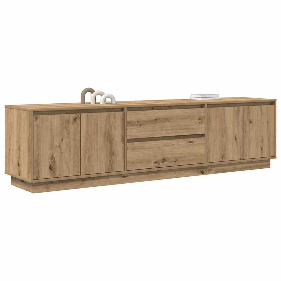 Tv-meubel met LED-verlichting 193,5x41x50 cm artisanaal eiken
