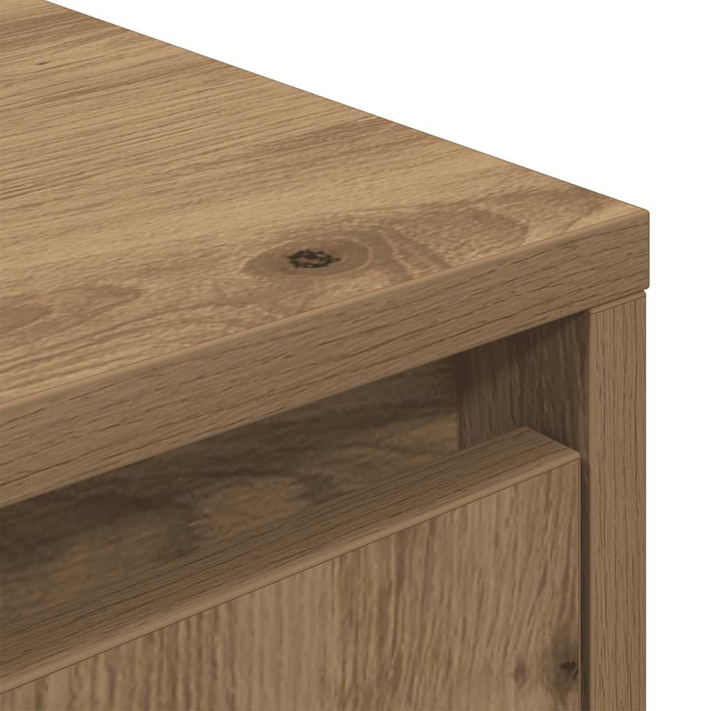 Tv-meubel met LED-verlichting 193,5x41x50 cm artisanaal eiken